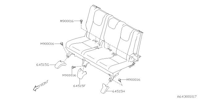 2019 Subaru Ascent Cover Bolt Side RH Diagram for 64515XC00AVH