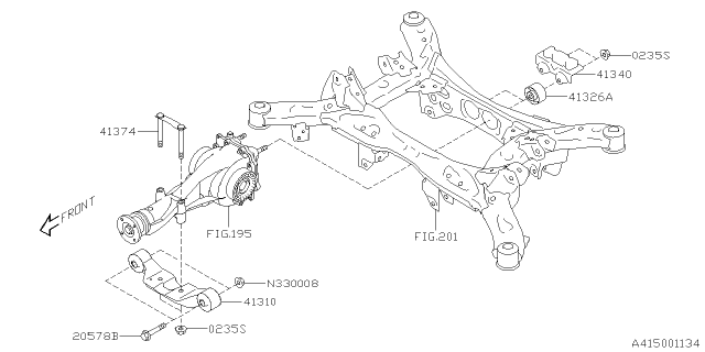 2019 Subaru Ascent Differential Mounting Diagram