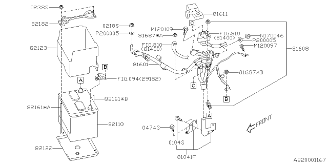 2020 Subaru Ascent Battery Assembly Diagram for 82110FL01A