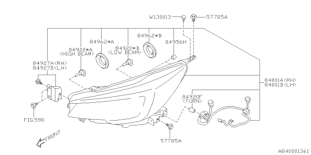 2019 Subaru Ascent Driver Side Headlamp Assembly Diagram for 84002XC01A