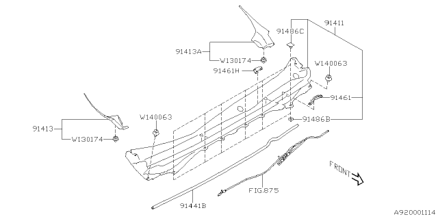 2020 Subaru Ascent Cover COWL LHD Diagram for 91461XC00A