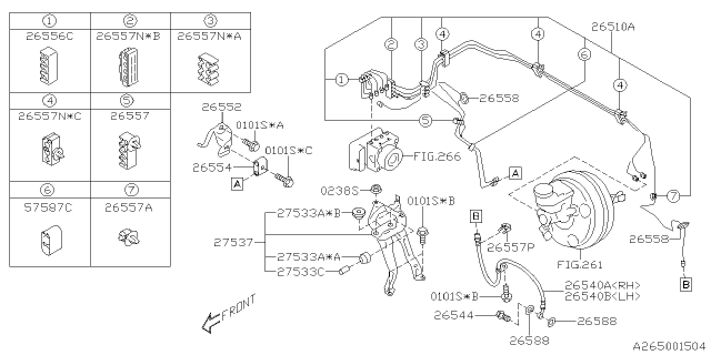 2021 Subaru Ascent Brake Hose Front LH Diagram for 26540XC01A