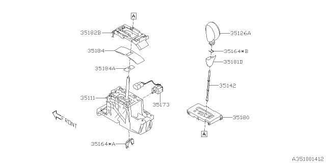 2021 Subaru Ascent SEL Lever COMPL Diagram for 35111XC00B