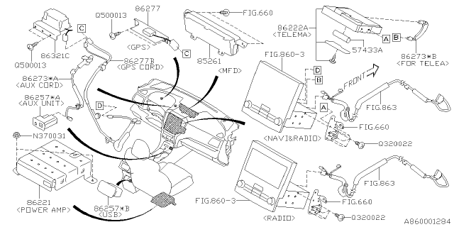 2019 Subaru Ascent Aux Unit Ay Usb Diagram for 86257SJ030