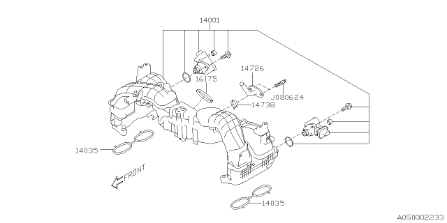 2020 Subaru Ascent Gasket-EGR Pipe Diagram for 14738AA29A