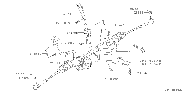 2021 Subaru Ascent Steering Universal Joint Assembly Diagram for 34170XC010