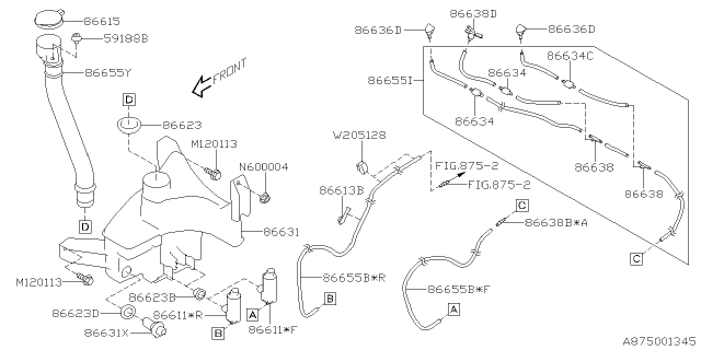 2020 Subaru Ascent Hose Rear Diagram for 86655XC11A