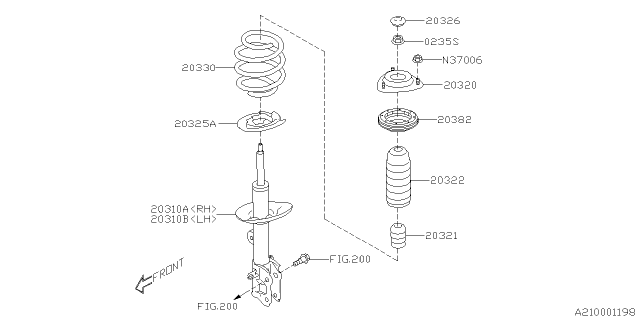 2021 Subaru Ascent STRUT COMPL F RH Diagram for 20310XC02A