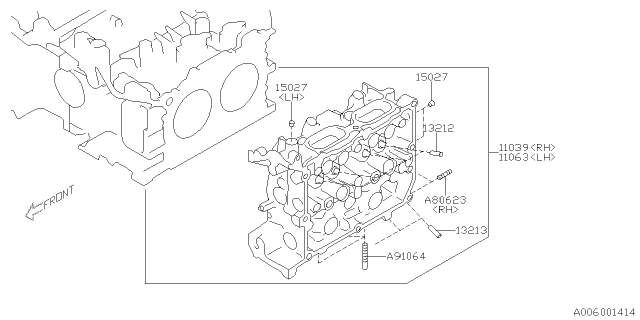 2020 Subaru Ascent Cylinder Head Assembly Left Diagram for 11063AB97A