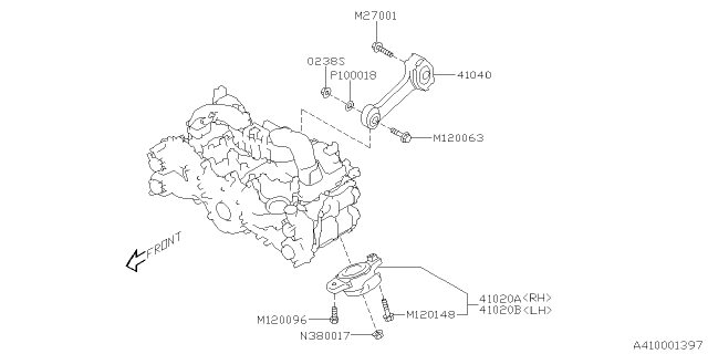 2019 Subaru Ascent Cushion Rub Assembly Front LH Diagram for 41022XC01A