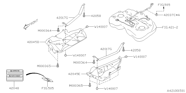 2020 Subaru Ascent Protector Tank LH Diagram for 42045XC01A