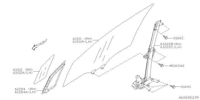 2021 Subaru Ascent WEATHERSTRIP Partition Front RH Diagram for 61284XC00A