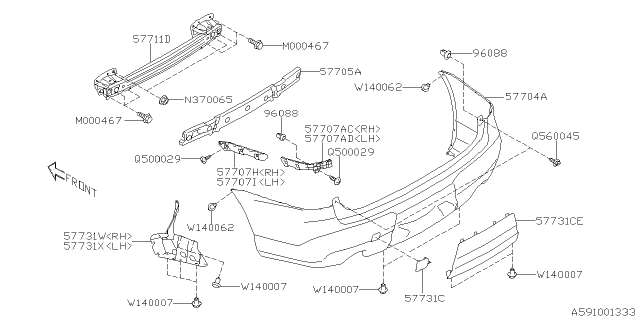 2019 Subaru Ascent Bracket Corner Rear LH Diagram for 57707XC06A