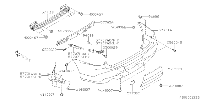 2019 Subaru Ascent Bracket Corner Rear RH Diagram for 57707XC05A