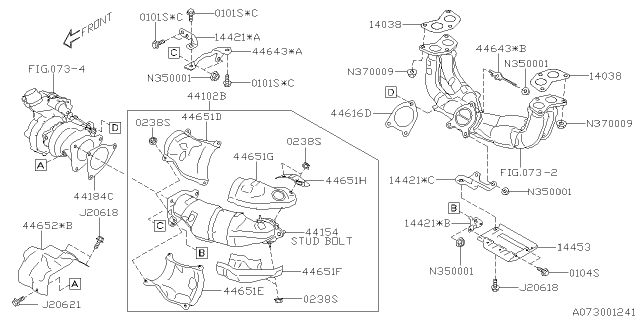 2020 Subaru Ascent Stay Exhaust Diagram for 44643AA070