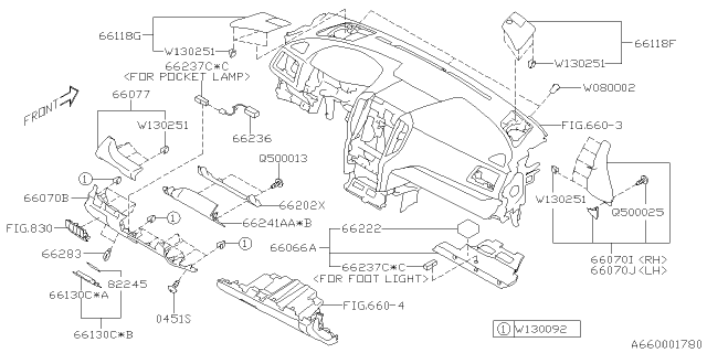 2020 Subaru Ascent Cover Assembly Ip Side LH Diagram for 66073XC01A