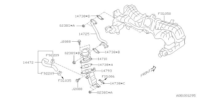 2020 Subaru Ascent Gasket-EGR Pipe Diagram for 14738AA340