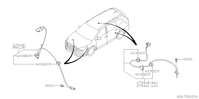 2019 Subaru Ascent Sen Sub Ay Rr LH Diagram for 27540XC03B