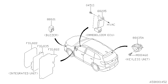 2021 Subaru Ascent KEYLESS Entry Uni Diagram for 88035XC11A