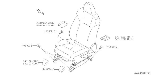 2019 Subaru Ascent Cover Bolt Front Inner LH Diagram for 64115XC01AVH