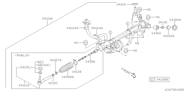 2019 Subaru Ascent Power Steering Gear Box Assembly Diagram for 34110XC00B