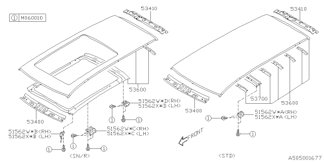 2021 Subaru Ascent Roof Panel Complete Sr Diagram for 53600XC01A9P