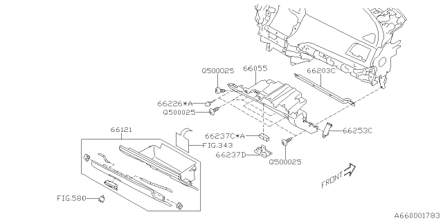 2019 Subaru Ascent Reinforcement Passenger Diagram for 66203AL03A