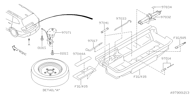 2020 Subaru Ascent Tool Kit & Jack Diagram