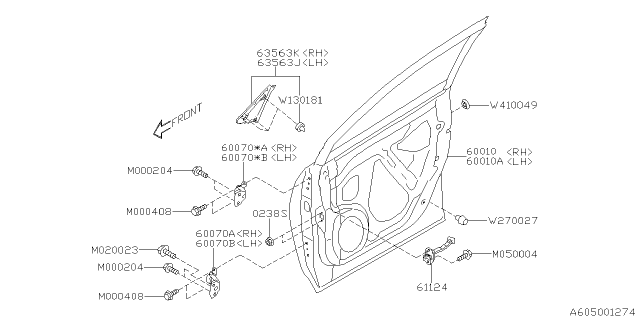 2019 Subaru Ascent Panel Complete Door Front LH Diagram for 60009XC01A9P