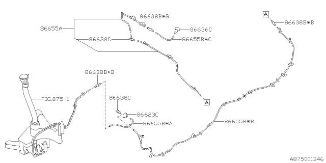 2019 Subaru Ascent Hose Rear A Diagram for 86655XC20A