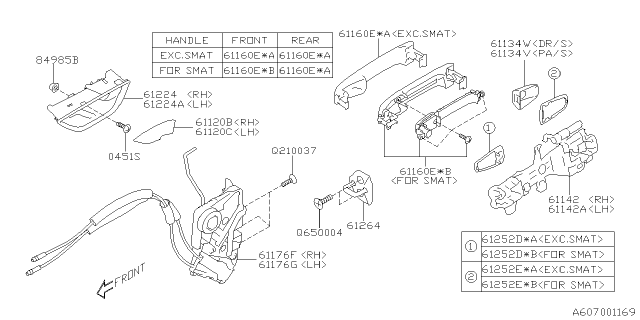 2020 Subaru Ascent Remote Assembly Door LH Diagram for 61051XC030TP