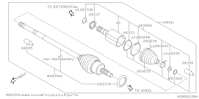 2021 Subaru Ascent EBJ Shaft Unit Diagram for 28391XC000