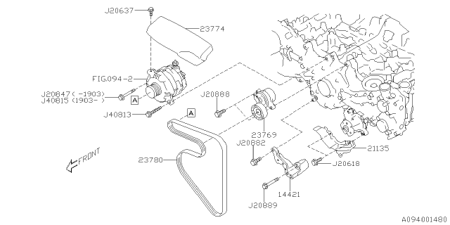 2019 Subaru Ascent TENSR Assembly-V Belt Diagram for 23769AA08A