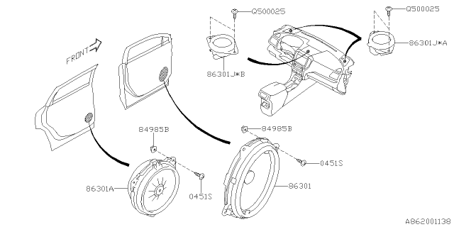 2020 Subaru Ascent Audio Parts - Speaker Diagram 1