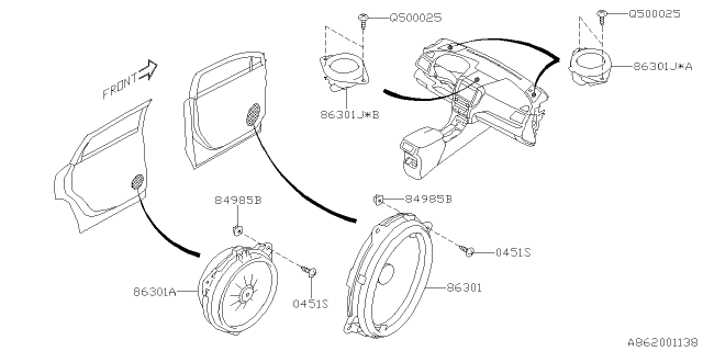 2019 Subaru Ascent Speaker Assembly 6RD Diagram for 86301FL01A