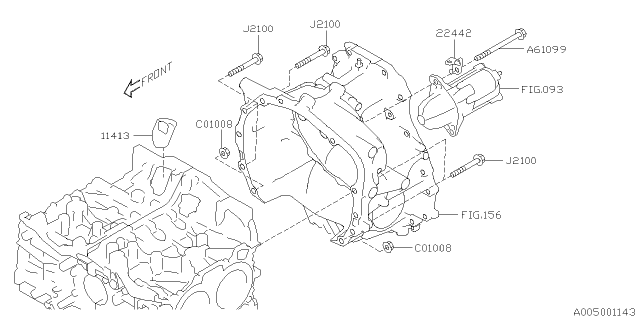 2021 Subaru Ascent Timing Hole Plug & Transmission Bolt Diagram