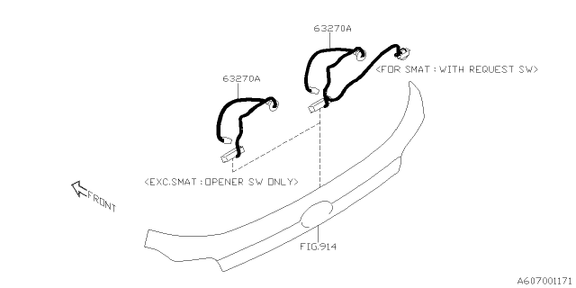 2021 Subaru Ascent Switch Opener Rear Gate Diagram for 63270XC000