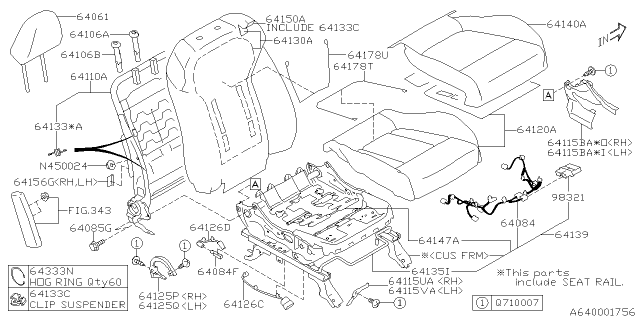 2020 Subaru Ascent Harness Assembly Cushion RH Diagram for 64126XC04A