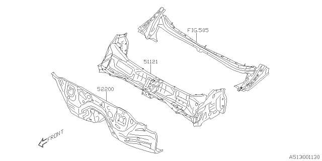 2019 Subaru Ascent Toe Board Complete LHD Diagram for 52200XC00A9P