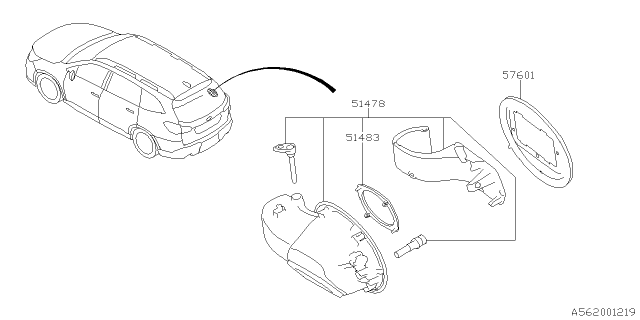 2020 Subaru Ascent Fuel Filler Door Diagram for 57601XC00A9P