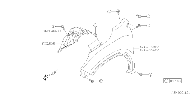 2020 Subaru Ascent Fender Front RH Diagram for 57120XC00A9P