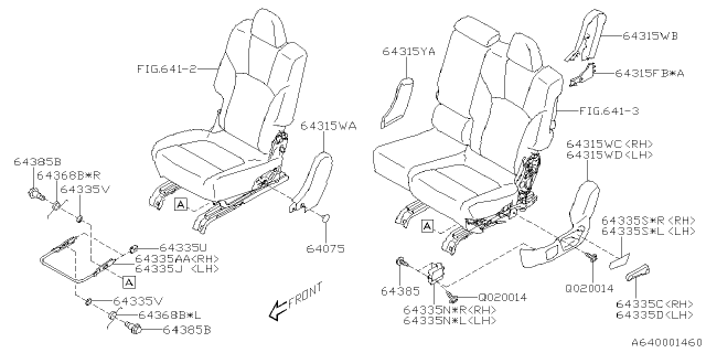 2019 Subaru Ascent Cover Hinge Center Assembly LH Diagram for 64315XC19AWJ