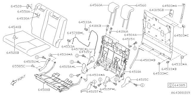 2020 Subaru Ascent Holder Belt Guide Diagram for 64528XC00A