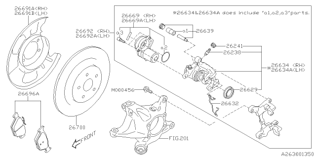 2021 Subaru Ascent Brake Disc Rear Diagram for 26700XC00A