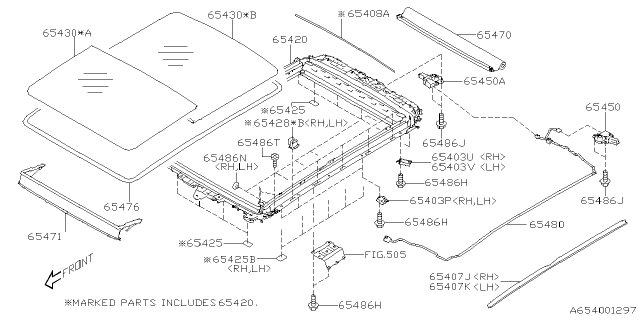 2020 Subaru Ascent Sun Shade Assembly Diagram for 65470XC00AME