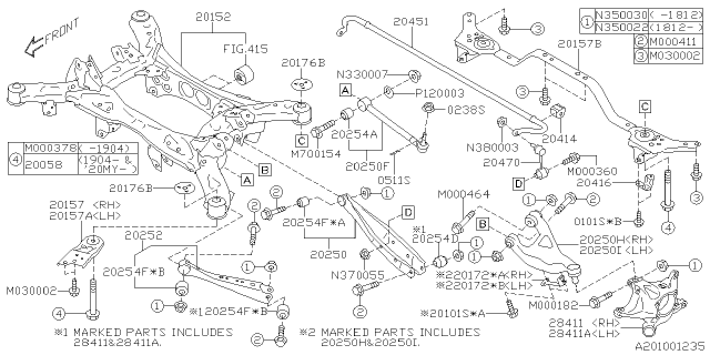 2019 Subaru Ascent STABILIZER Lk Rear Diagram for 20470XC00A