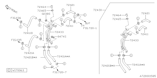 2020 Subaru Ascent Hose Heater Out Eg Diagram for 72421XC00A