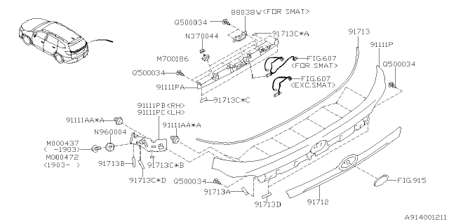 2019 Subaru Ascent GARNISH Switch Bracket Diagram for 91111XC36A