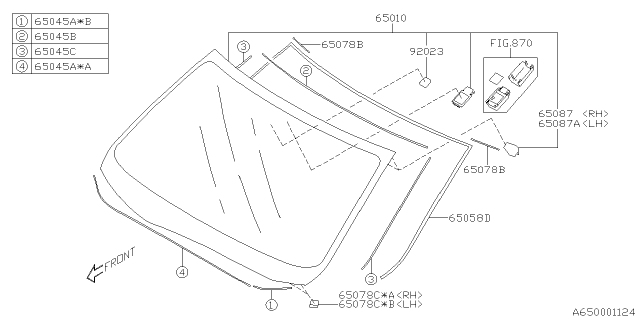2021 Subaru Ascent Pin Locate Windshield LH Diagram for 65035XC01A