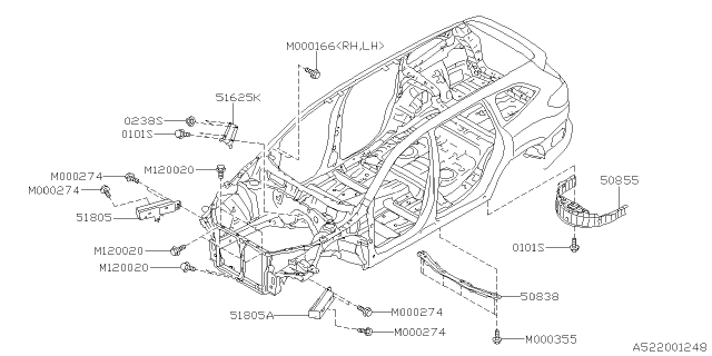 2020 Subaru Ascent GUSSET Complete Ft Side LH Diagram for 50825XC01A9P